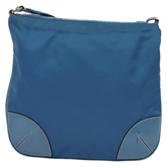PRADA Shoulder Bag Nylon Blue Silver - Picture 3 of 12